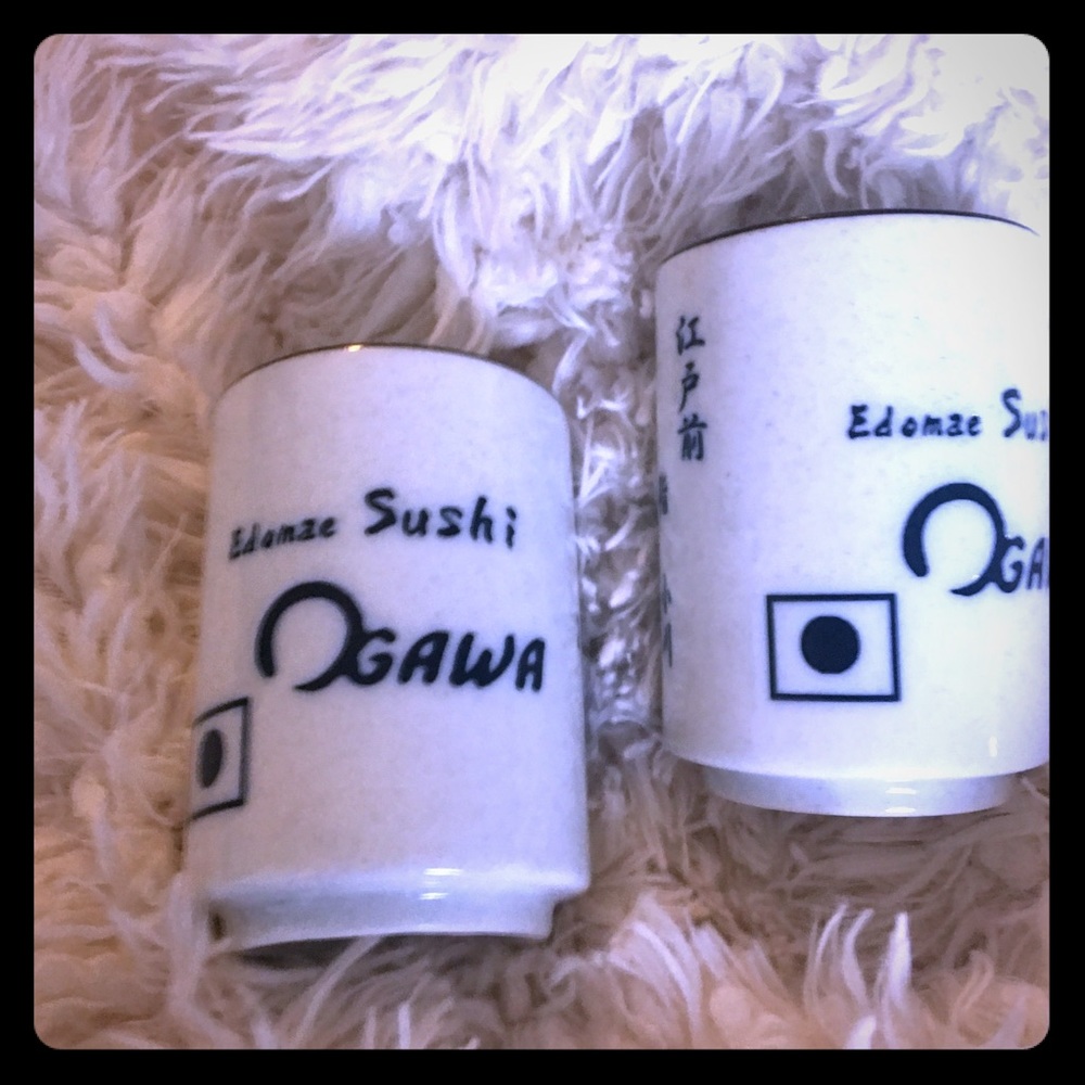 Japanese tea mugs blue navy on white